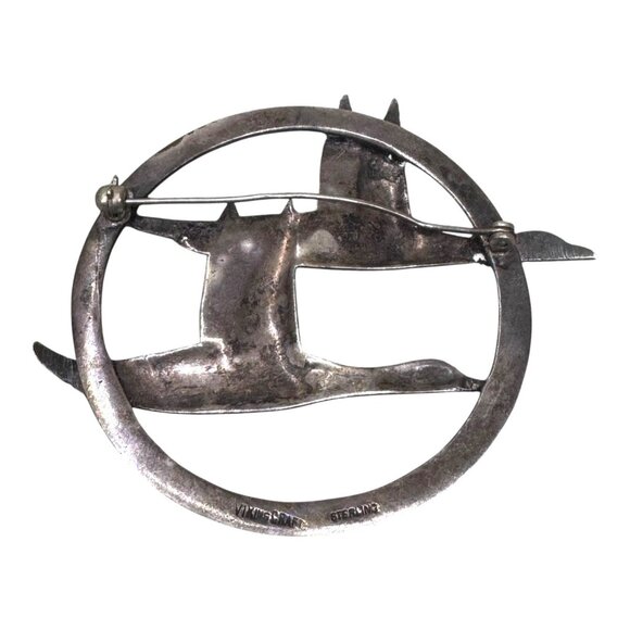 Vintage Viking Craft Sterling Silver Flying Geese Brooch Large Statement 2.5" - Picture 2 of 5